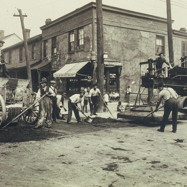 First hot mix paving on a small town Ontario, Main Street (1920s)